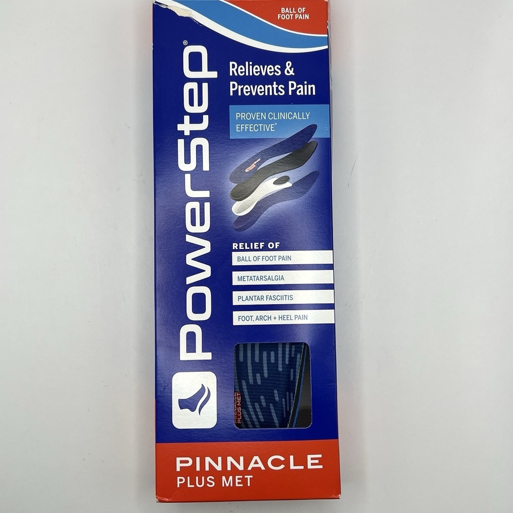 PowerStep Pinnacle Plus Met Orthotic Insoles Size E Men's 8-8.5/ Women's 10-10.5